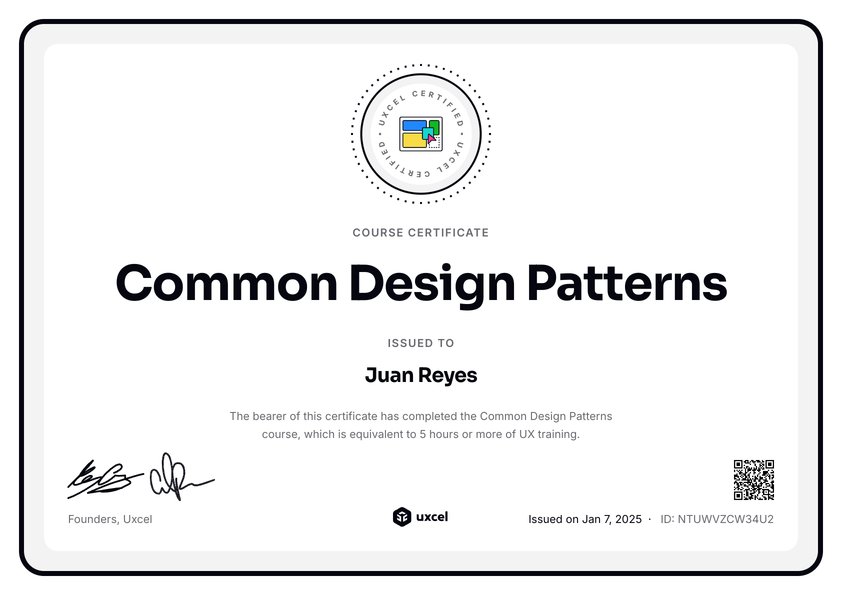 Juan Reyes's certificate